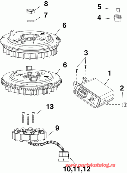 ��������� ��������� EVINRUDE E25GTELABB  - emm, ������, ������� - emm, Stator, Flywheel