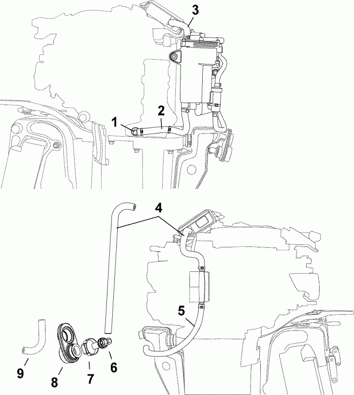 �������� ��������� ����� Evinrude E30DPSLABA  - ������ ���������� - cooling Hoses
