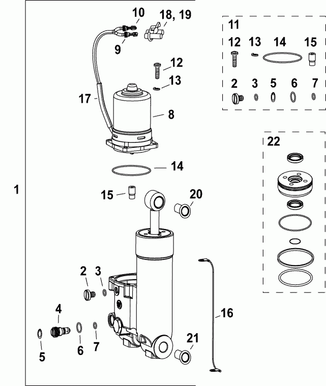 ��������� EVINRUDE E30DPSLABF  - trim & Tilt Hydraulic Assembly - trim & Tilt Hydraulic Assembly