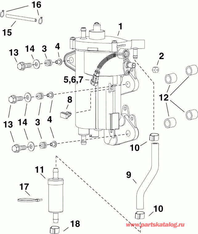 ��������� �������� ����� EVINRUDE E30DRSLABA  - fuel Pump & Vapor Separator - ��������� ����� & ��������������