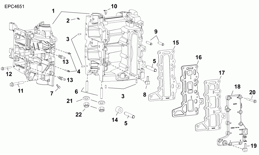 ��������� EVINRUDE E30MALABB  - cylinder & Crankcase