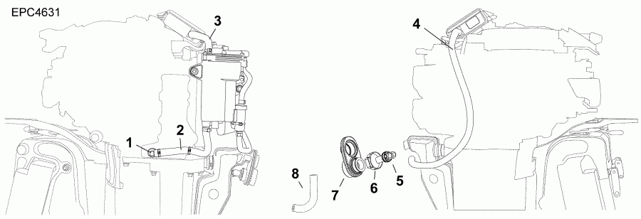 ��������� ����� EVINRUDE E30MRLABB  - cooling Hoses / ������ ����������