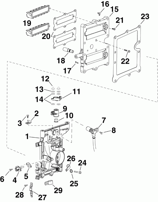 �������� ����� Evinrude E40DSLABA  - intake Manifold Assembly