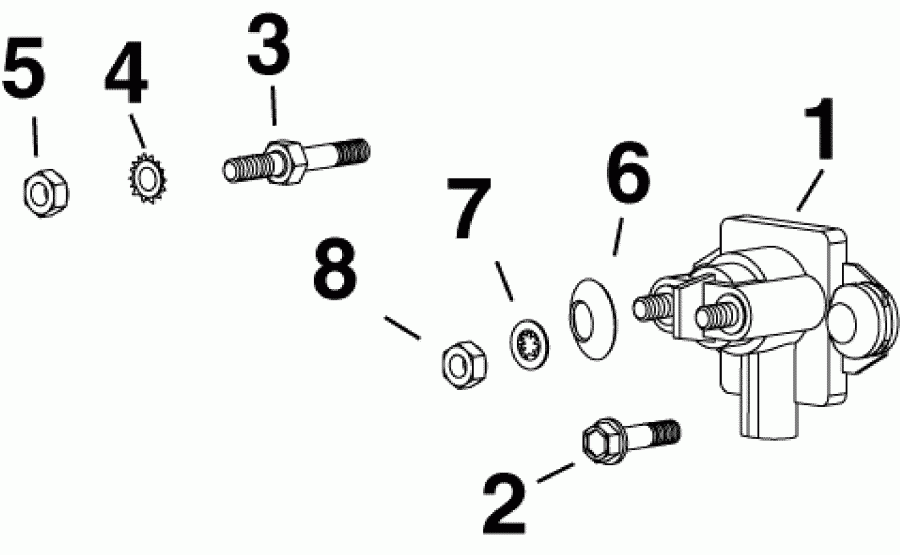 �������� ����� Evinrude E55MJRLABB  - solenoid & Ground Stud - solenoid & ���������� �������