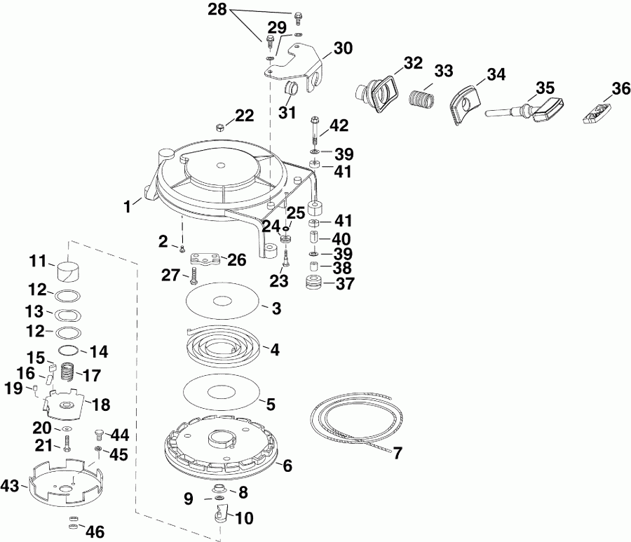 ��������� ����� Evinrude E55MJRLABB  - ���������� ������� - recoil Starter