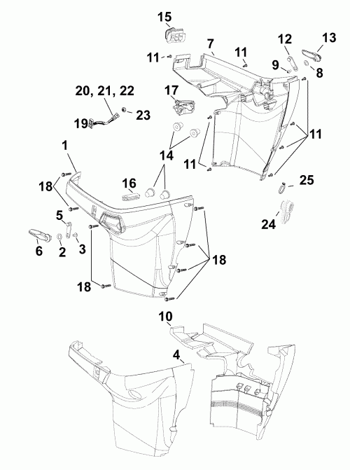 �������� ����� Evinrude E90DPLABA  - lower Engine Cover / ������ ������ ���������