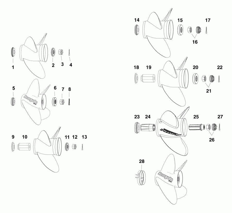 ��������� Evinrude E115DSLAFA  - �������� �������� ����� 65 - 130 Hp Models - propeller Hardware 65 - 130 Hp Models