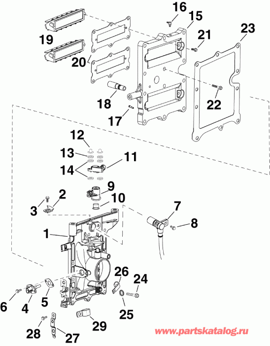 �������� ��������� ����� EVINRUDE E50DPLAFB  - intake Manifold Assembly - �������� ��������� � �����
