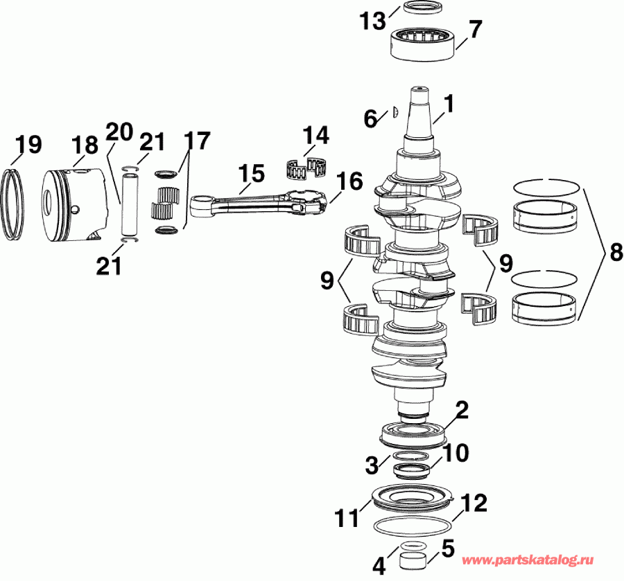 ����� ������� E75DSLAFA  - �������� & ������ / crankshaft & Pistons