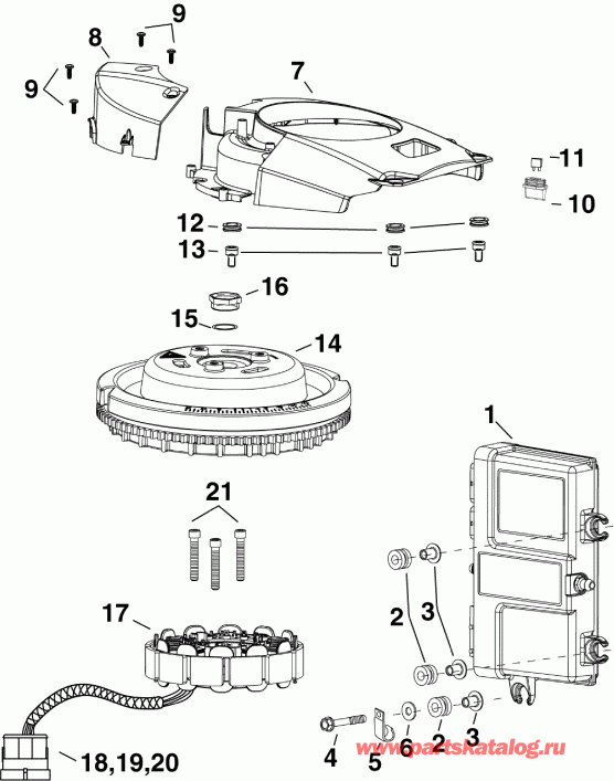 ����� Evinrude E90SLAFA  - emm, Stator, Flywheel - emm, ������, �������