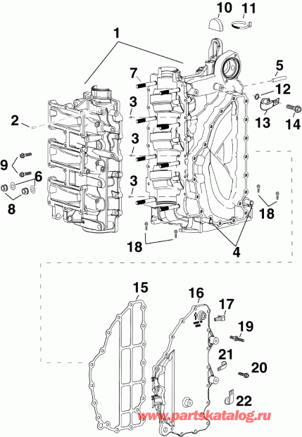 ����� EVINRUDE E90SNLAFA  - cylinder & Crankcase