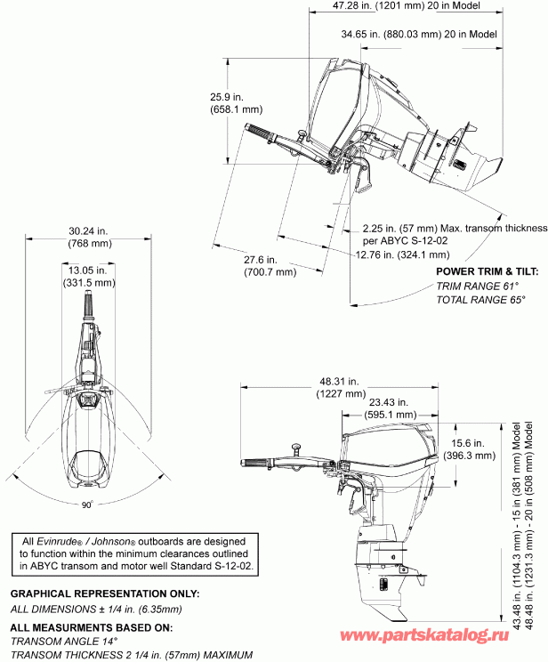 ����� EVINRUDE E25DTSLIIS  - ofile Drawing - ofile Drawing