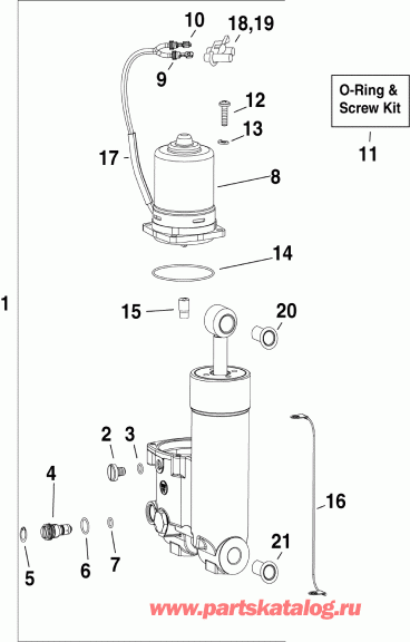 ��������� ����� EVINRUDE E30DPSLIIH  - im & Tilt Hydraulic Assembly