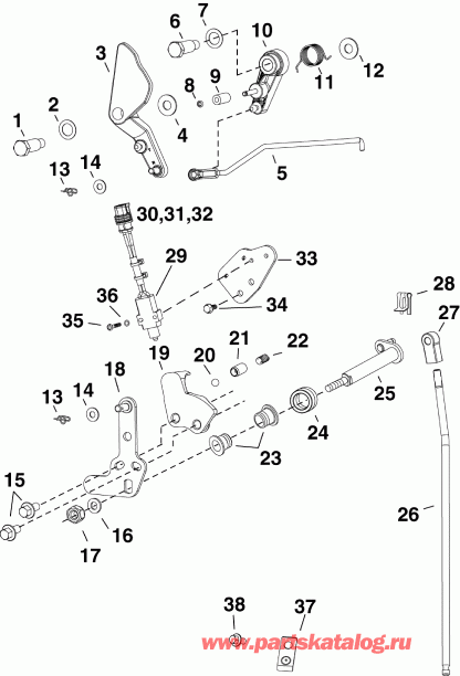 ��������� ��������� Evinrude E30DRSIIH  - rottle & Shift Linkage