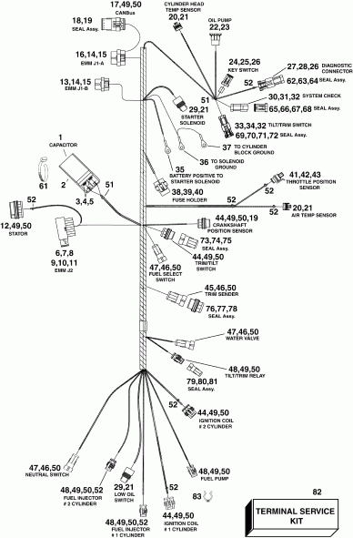 ��������� ����� EVINRUDE E55MRLIIM  - ectrical ���� �������� / ectrical Harness