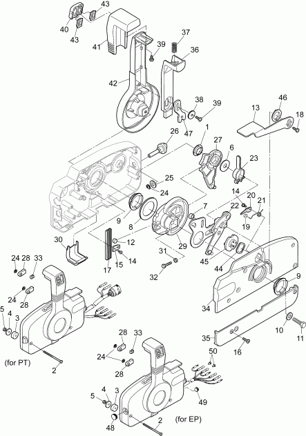 ��������� Evinrude B10RL4INS  - ������ ����� ������������� ���������� - side Mount Remote Control