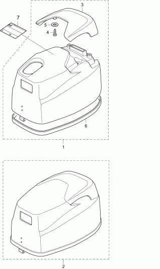 ��������� ����� Evinrude B6RX4INS  - upper Engine Cover - �������  ������ ��������� (�����)