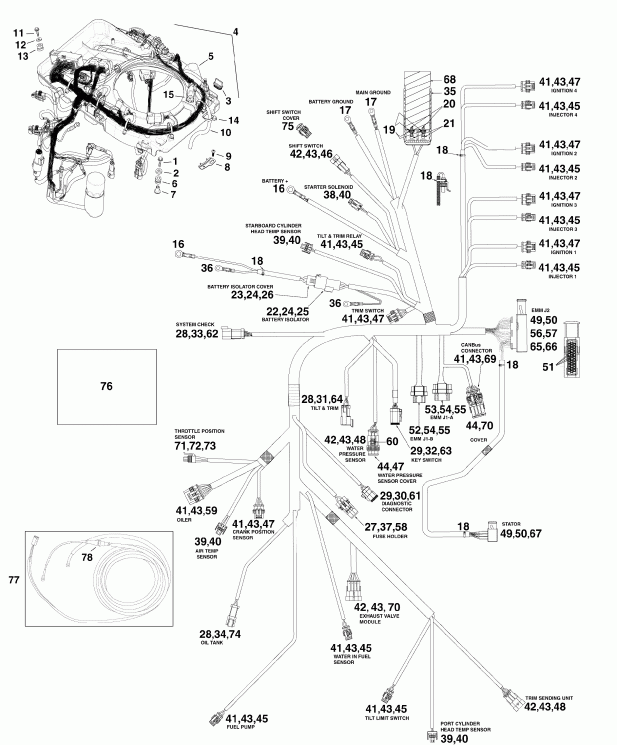 �������� ��������� ����� Evinrude E115HSLINA  - ectrical Harness / ectrical ���� ��������