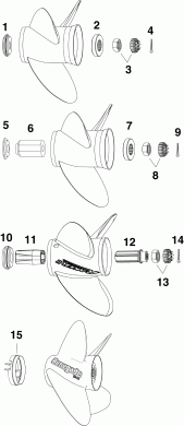 ��������� Evinrude E150DSLINE  - opeller Hardware, All V6