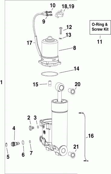 �������� ��������� ����� Evinrude E15HPSXINC  - im & Tilt Hydraulic Assembly - im & Tilt Hydraulic Assembly