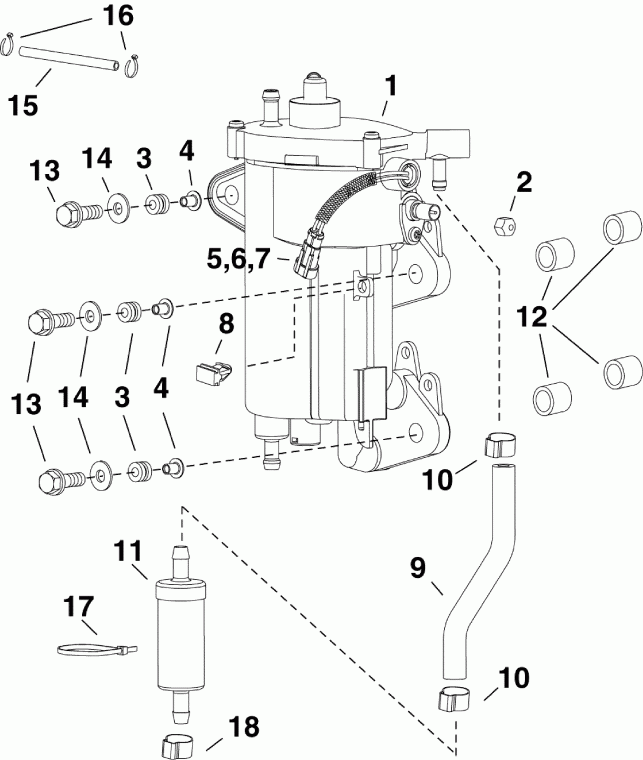 ��������� �������� ����� EVINRUDE E25TESLINC  - el ����� & �������������� - el Pump & Vapor Separator