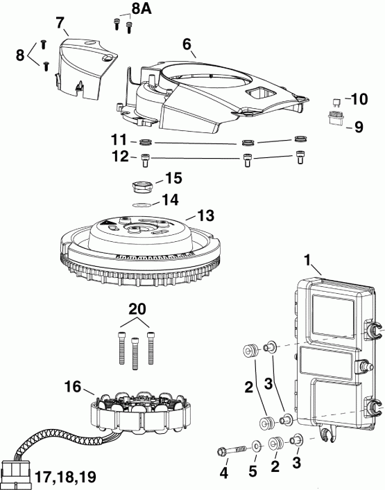 �������� ����� EVINRUDE E40DPLINC  - m, Stator, Flywheel