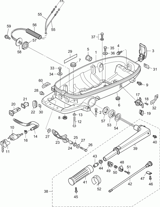 ��������� ��������� EVINRUDE E4RL4INS  - lower Engine Cover / ������ ������ ���������