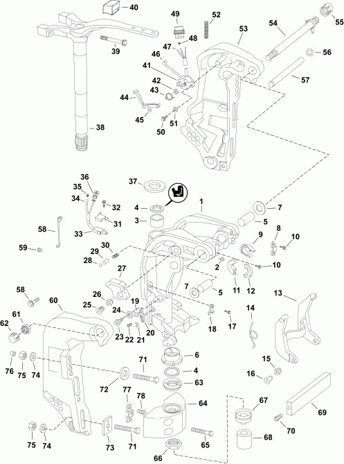  Evinrude E150DCXAAA  - ���������� ��������� - swivel Bracket