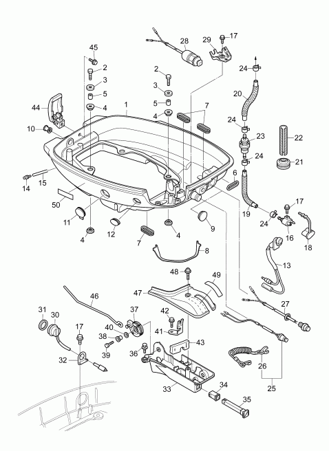 ��������� EVINRUDE E15RL4AAB  - ������ ������ ��������� - lower Engine Cover