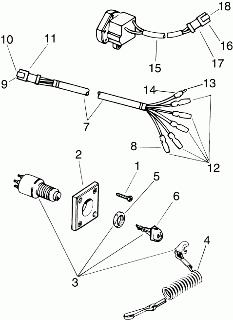 �������� ����� Evinrude E15TE4AAA  - ignition ������������� Kit, Single Bezel - Systemcheck - ignition Switch Kit, Single Bezel - Systemcheck