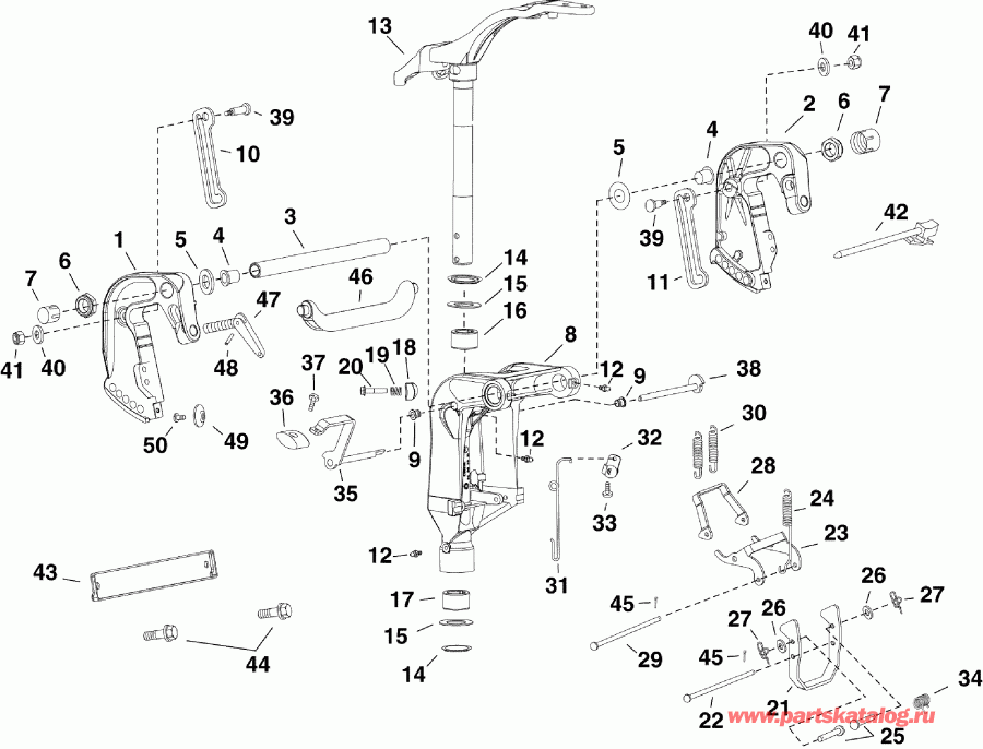 �������� ����� Evinrude E25DRAAA  - swivel Bracket - De, Dr, Dte, Tes - ���������� ��������� - De, Dr, Dte, Tes
