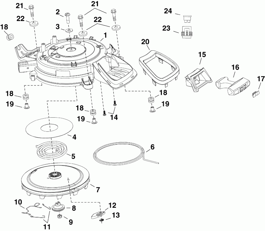 ��������� ��������� Evinrude E25TESLAAB  - recoil Starter / ���������� �������
