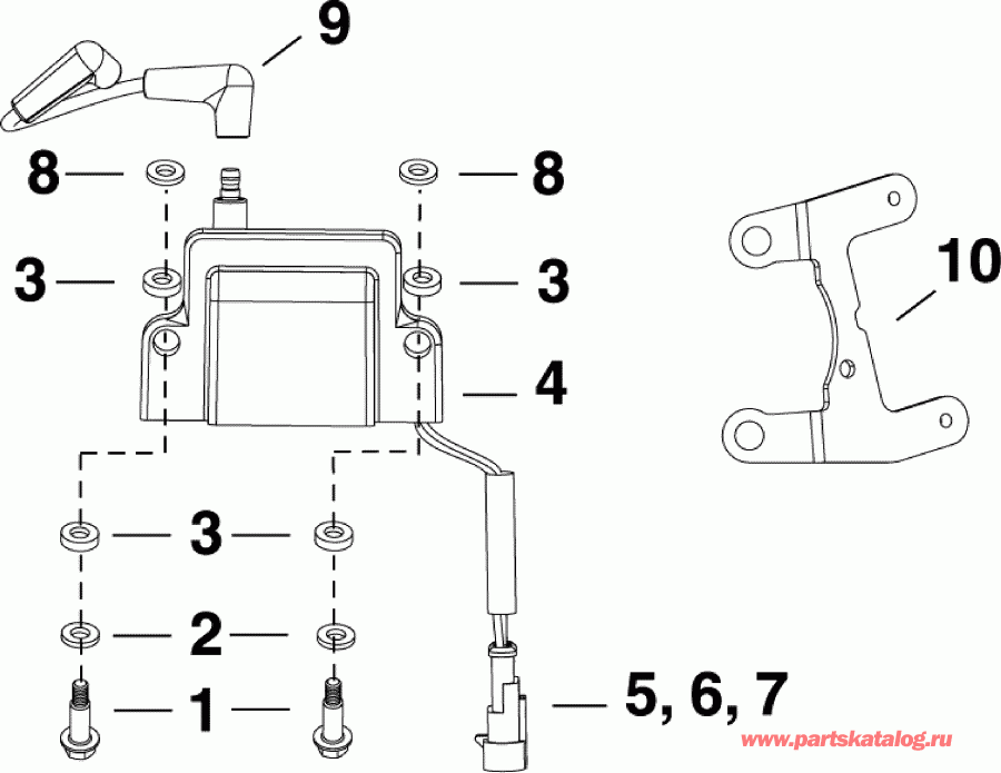 �������� ����� Evinrude E30DPLAAA  - ignition Coil / ������� ���������