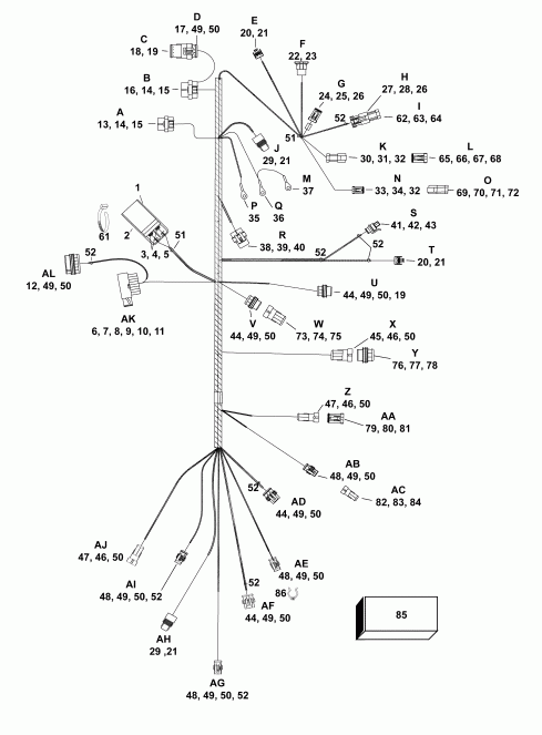 ��������� ����� Evinrude E50DTLAAA  - electrical Harness - ��������� - ���� ��������