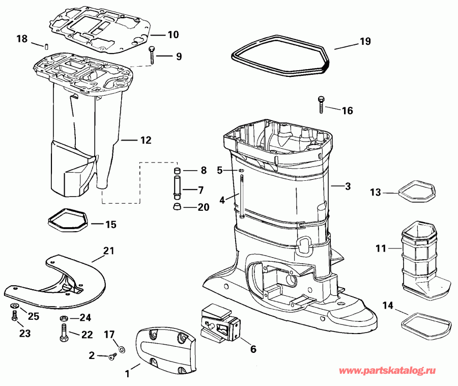 �������� ��������� ����� Evinrude E175FPXSSV FFI, Elec Start, TNT, 25 IN.   - haust ������ - haust Housing