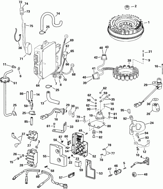  Evinrude E200FPXSSC FFI, Elec Start, TNT, 25 IN s  - ectrical System