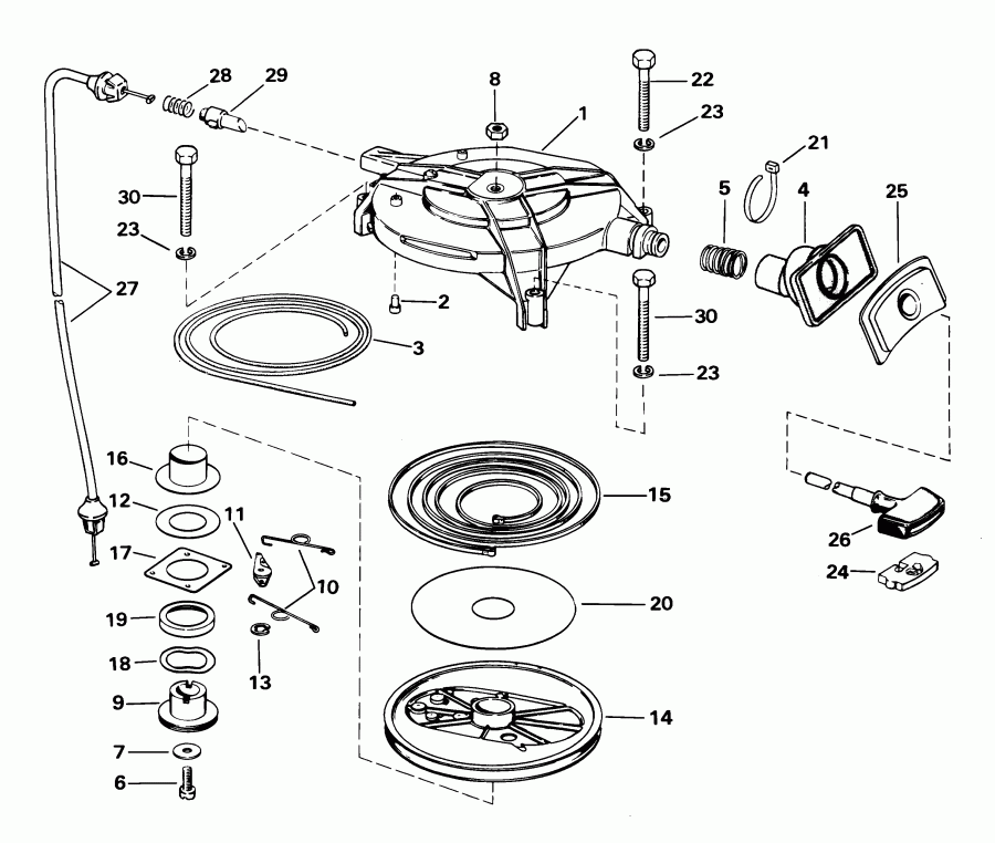 �������� ����� Evinrude BE30BASIA rope start, tiller, 15 in shaf  - wind �������