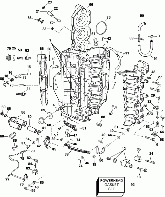 ��������� EVINRUDE E150WPLSIF commercial, elec start, TNT,   - linder & Crankcase - linder & ������ ���������