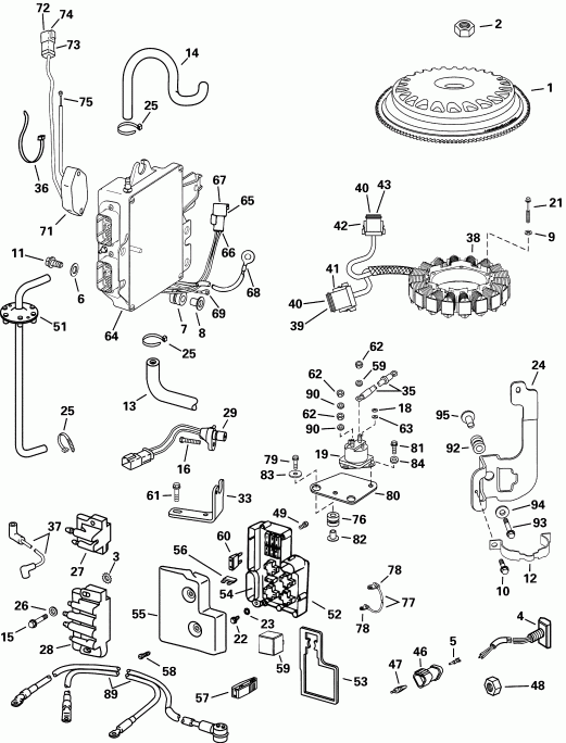 ��������� ��������� Evinrude E250FCZSIF FFI, elec start, TNT, 30 in s  - ectrical System