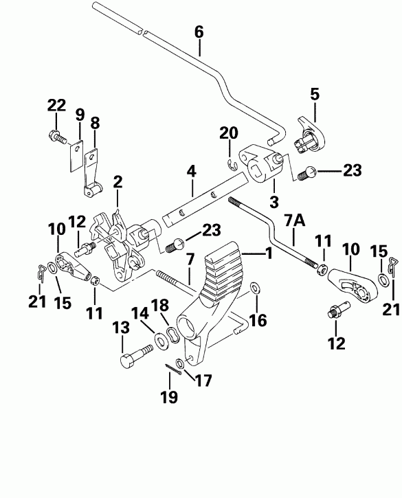 ��������� �������� ����� EVINRUDE E25TEL4SIC 4-Stroke, Elec. Start, Tiller  - ift Handle & ����� / ift Handle & Lever