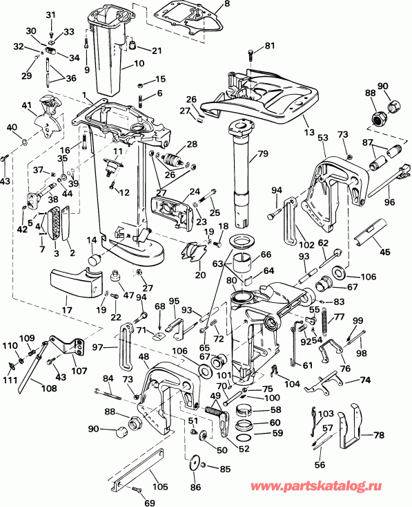  EVINRUDE SE25RDSIE rope start, tiller, 15 in shaf  - dsection / dsection