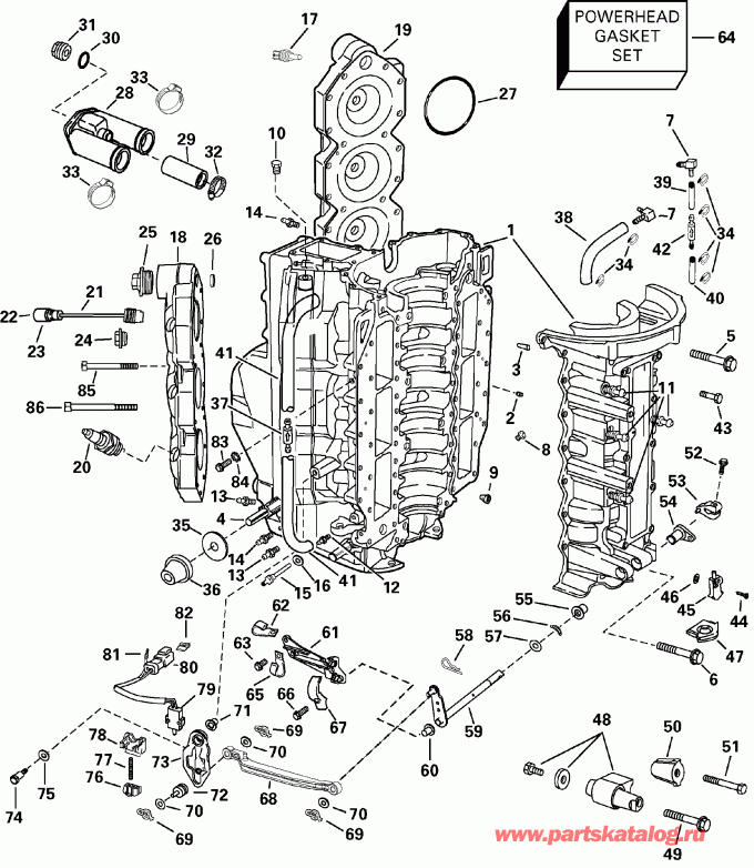 ��������� ����� EVINRUDE E150FPLSNF Ficht Fuel Injection, 20 in.   - linder & Crankcase - linder & ������ ���������