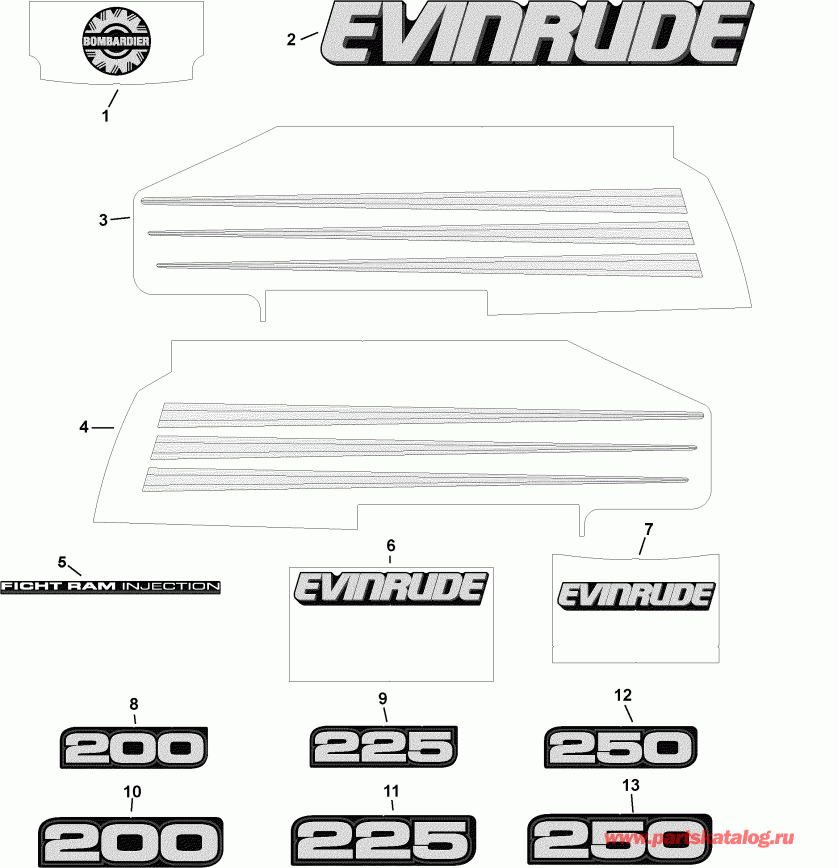 ��������� ����� Evinrude E225FPLSTM  - ������� Models