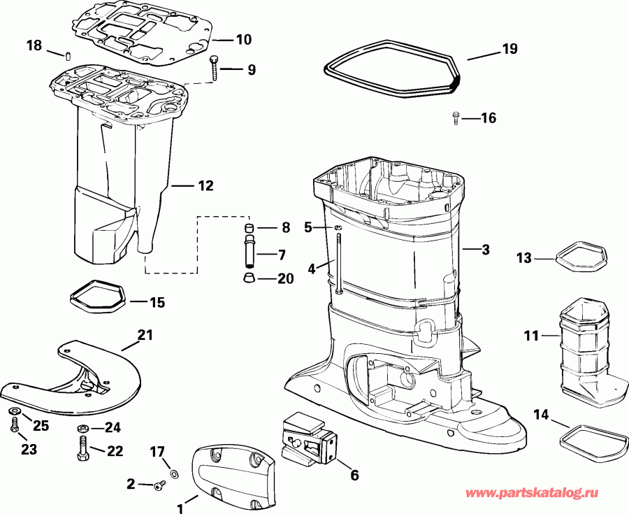  EVINRUDE E75FPLSTA  - haust ������ / haust Housing