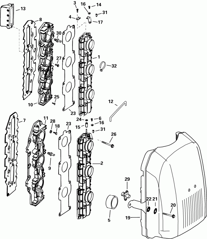 �������� ��������� ����� Evinrude E135FPLSRM  - take Manifold - take ���������