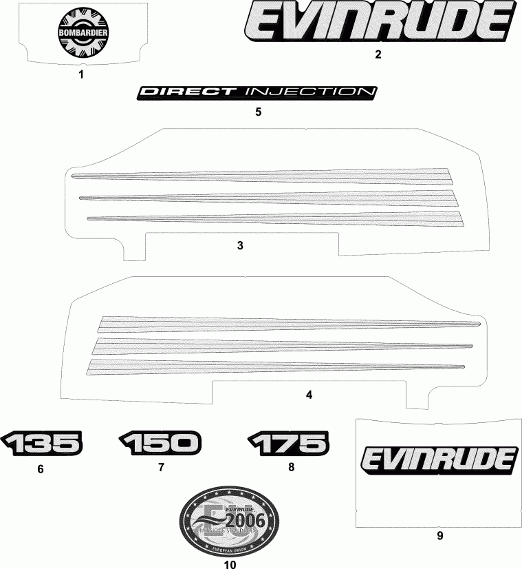 ����� EVINRUDE E150FHLSRS  - cals Blue Models / cals ������� Models