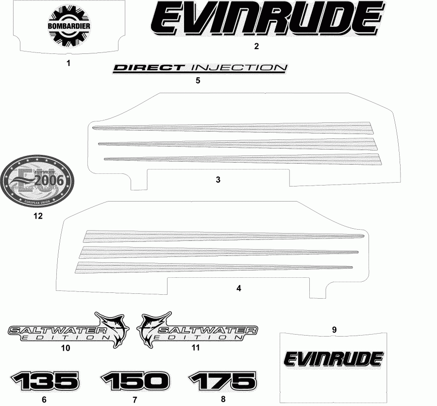  EVINRUDE E175FPLSRE  - cals White Models / cals ����� Models
