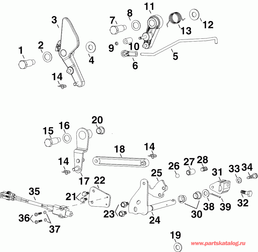 ��������� ����� Evinrude E40DRLSRC  - rottle & ������������� ��������� / rottle & Shift Linkage