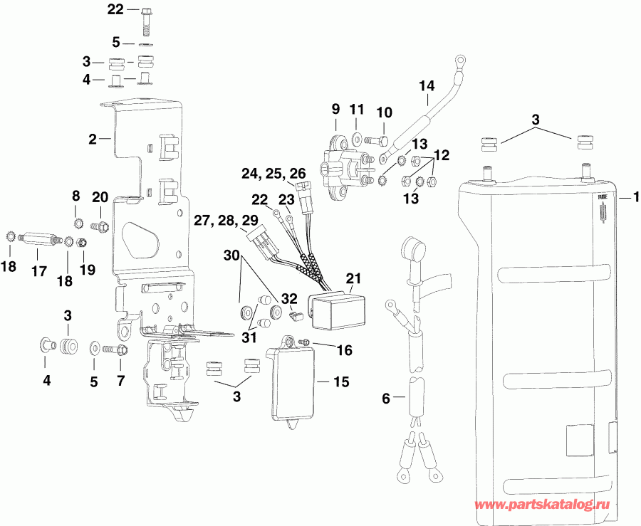 ��������� EVINRUDE E225DHXSOC  - ectrical Bracket & Components / ectrical ��������� & Components