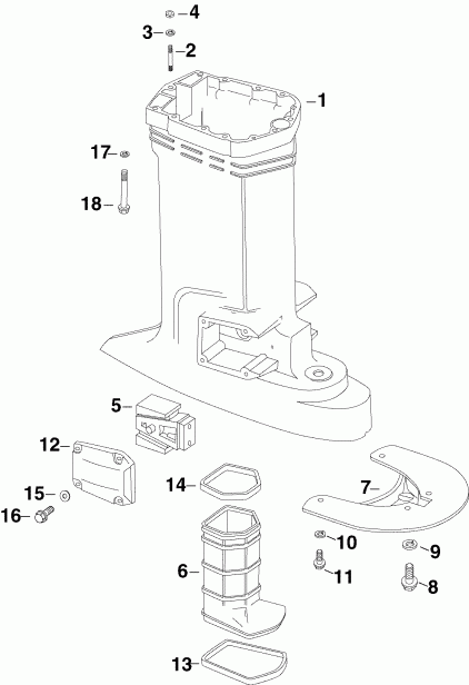 �������� ��������� ����� Evinrude E250DPXSOC  - haust Housing Outer - haust ������ Outer
